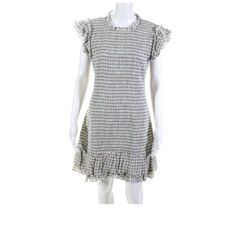 Veronica Beard Cici Dress Women Size 12 Smocked Seersucker Spring Summer NWT *